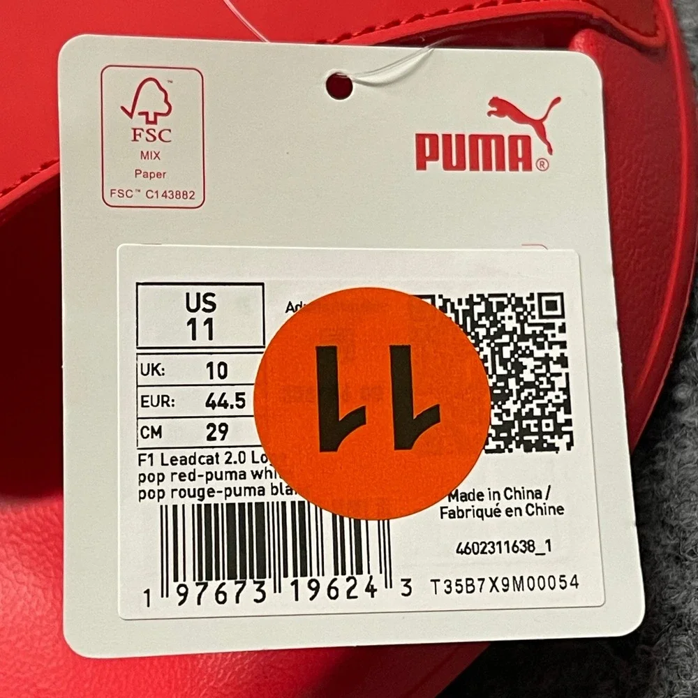 Puma Formula 1 F1 Slides Mens Size 11 Red Leadcat 2.0 Racing Sandals Flip Flops